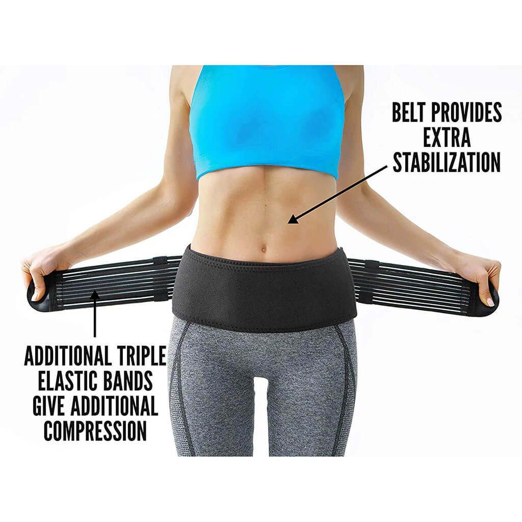Supportive Back Brace – Black, Breathable Material for Relieving Lower Back Pain and Sciatica at Home or at Work