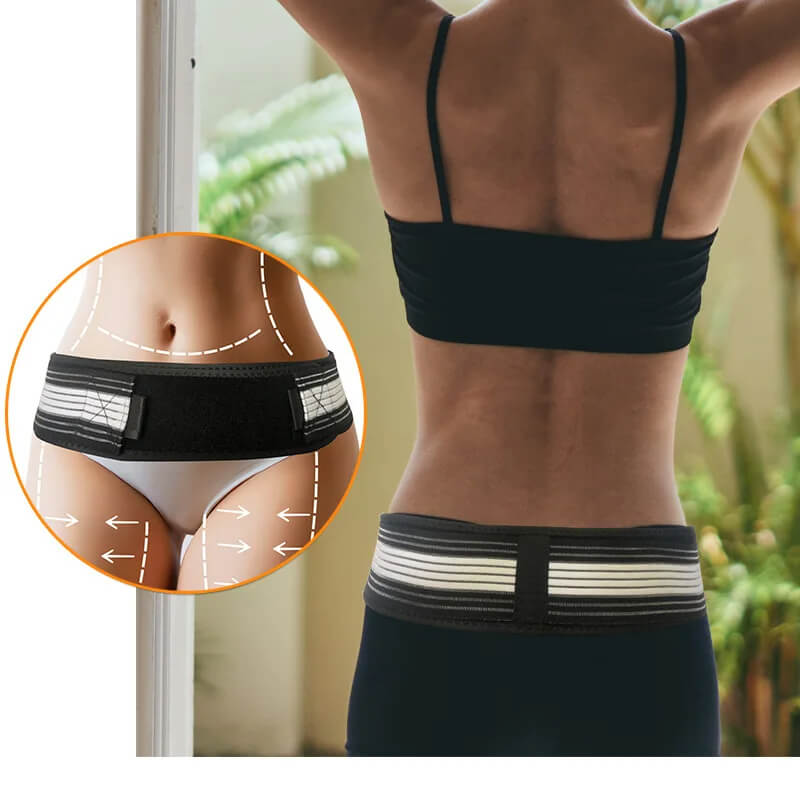 Supportive Back Brace – Black, Breathable Material for Relieving Lower Back Pain and Sciatica at Home or at Work