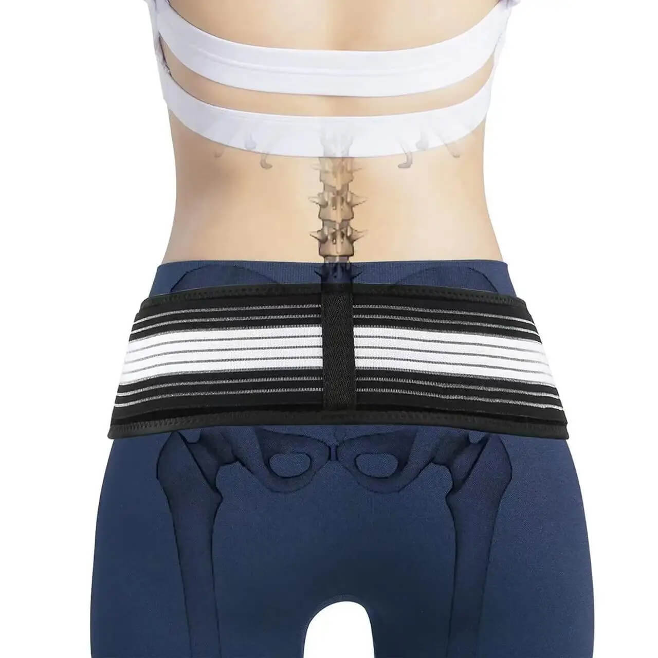 Supportive Back Brace – Black, Breathable Material for Relieving Lower Back Pain and Sciatica at Home or at Work