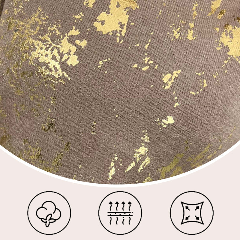 Dame Sweater med Guld Metallic Print - Rund Hals