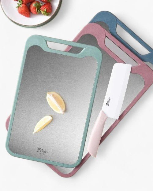 RVS Cutting Board – Double Sided, Silver, Modern Design for Efficient Kitchen Preparations