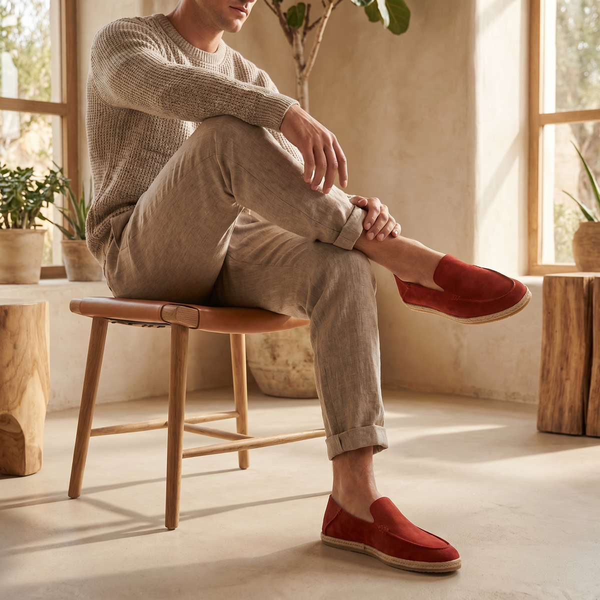 Herre Espadrilles i Ruskind – Afslappet Sommerloafer