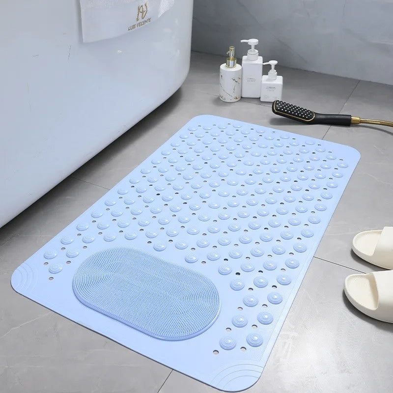 Non-slip Shower Mat – Transparent with Foot Scrubber for Safety and Hygiene in the Bathroom