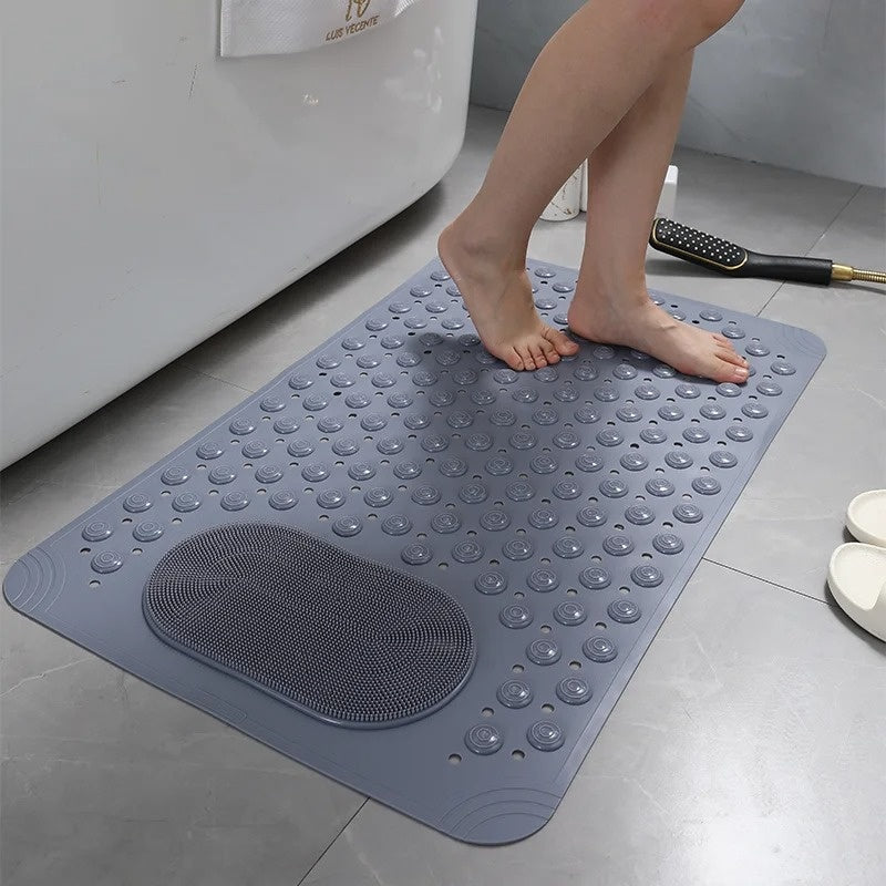 Non-slip Shower Mat – Transparent with Foot Scrubber for Safety and Hygiene in the Bathroom