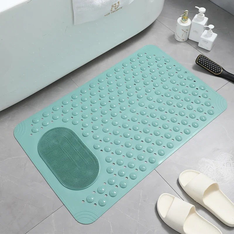 Non-slip Shower Mat – Transparent with Foot Scrubber for Safety and Hygiene in the Bathroom