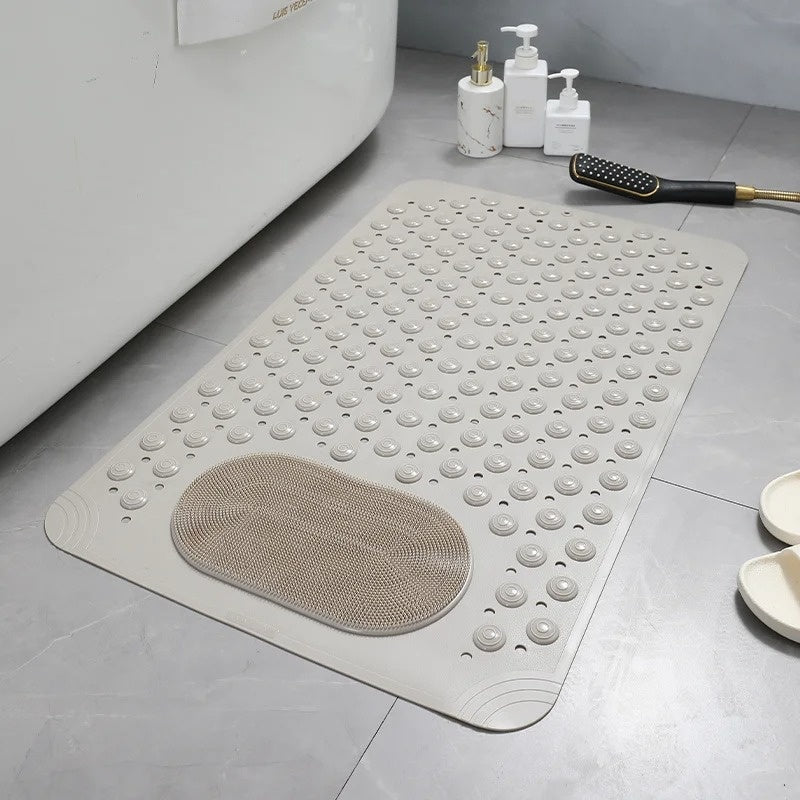 Non-slip Shower Mat – Transparent with Foot Scrubber for Safety and Hygiene in the Bathroom