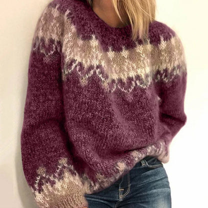 Dames Gebreide Wintertrui – Ombre kleurverloop, warme meerkleurige casual pullover