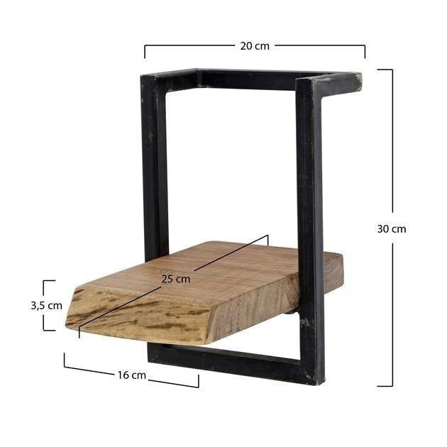 Estantería de pared – Madera maciza de acacia con acero vintage para el salón o el recibidor