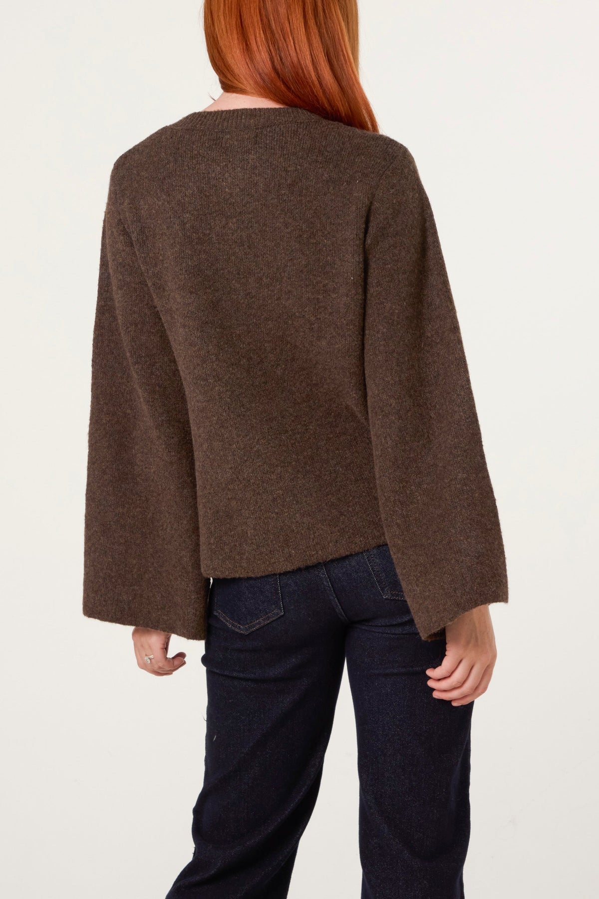 Dame Cardigan med Sidebånd – Blød Strikcardigan