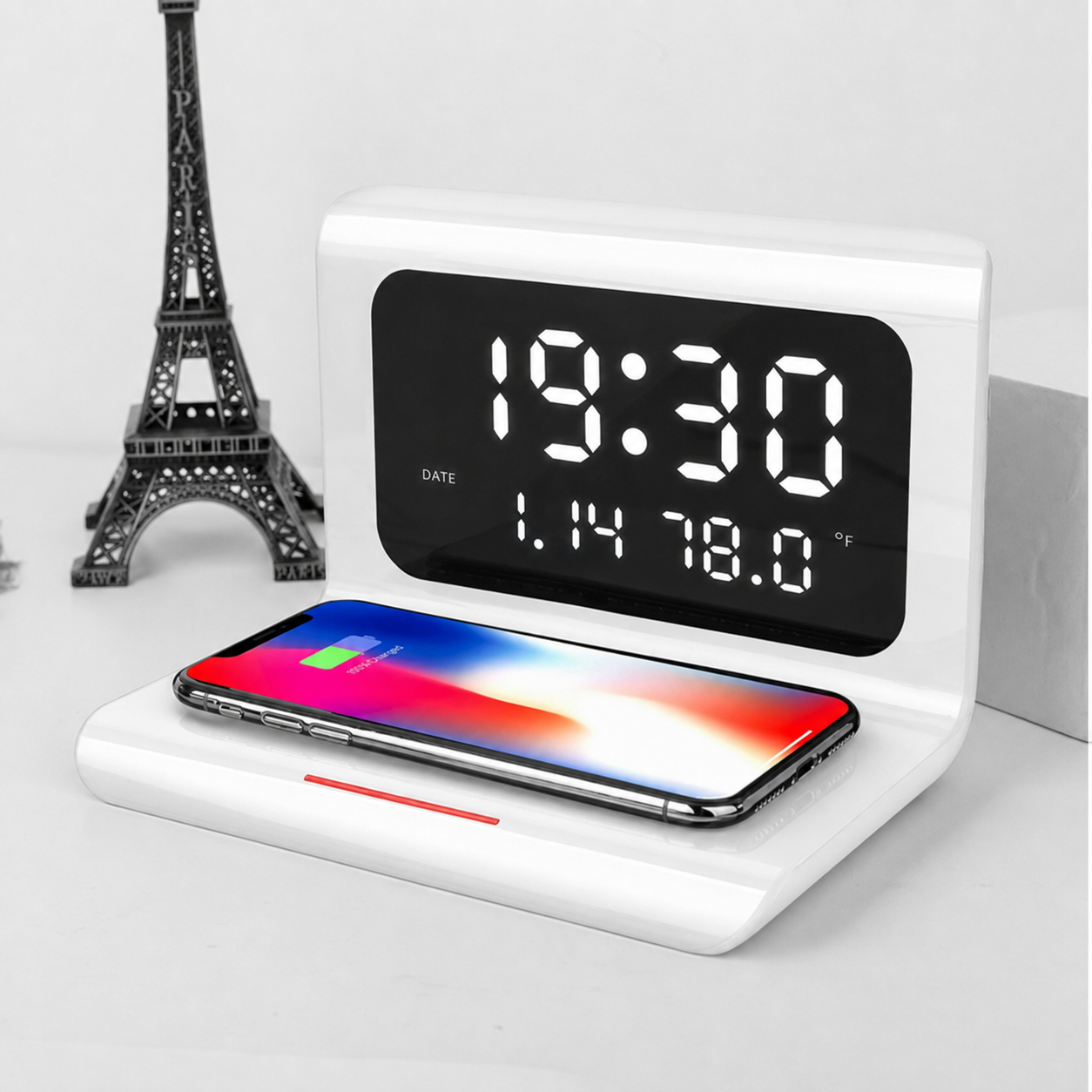 Estación de carga inalámbrica – Negra, diseño compacto 3 en 1 para smartphone, reloj inteligente y auriculares