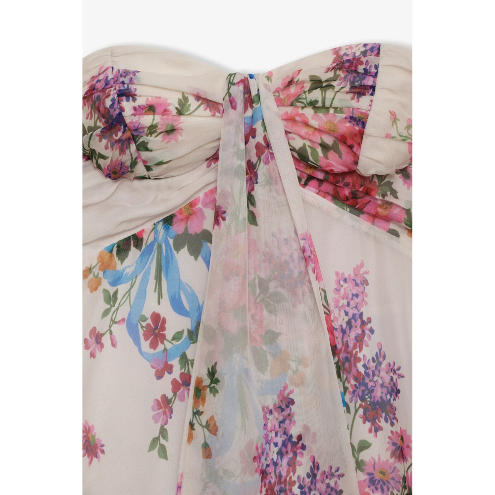 Dame Mini Kjole Blomsterprint Stropløs