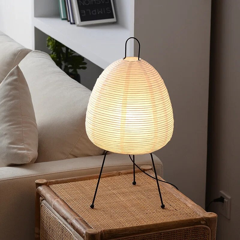 Japansk Rispapirlampe – Bordlampe med LED-lys